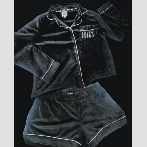 Juicy Couture Womens Plush Black Pajamas Sz M - Picture 1 of 4